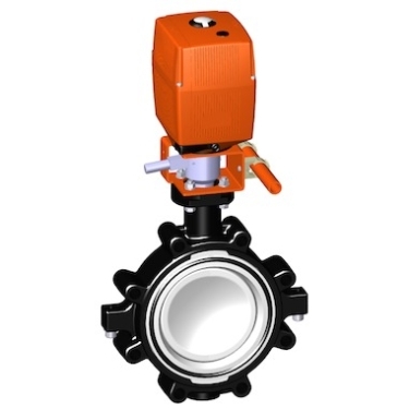 電動蝶閥，24V 帶手動手柄、+GF+電動蝶閥 電動塑料蝶閥